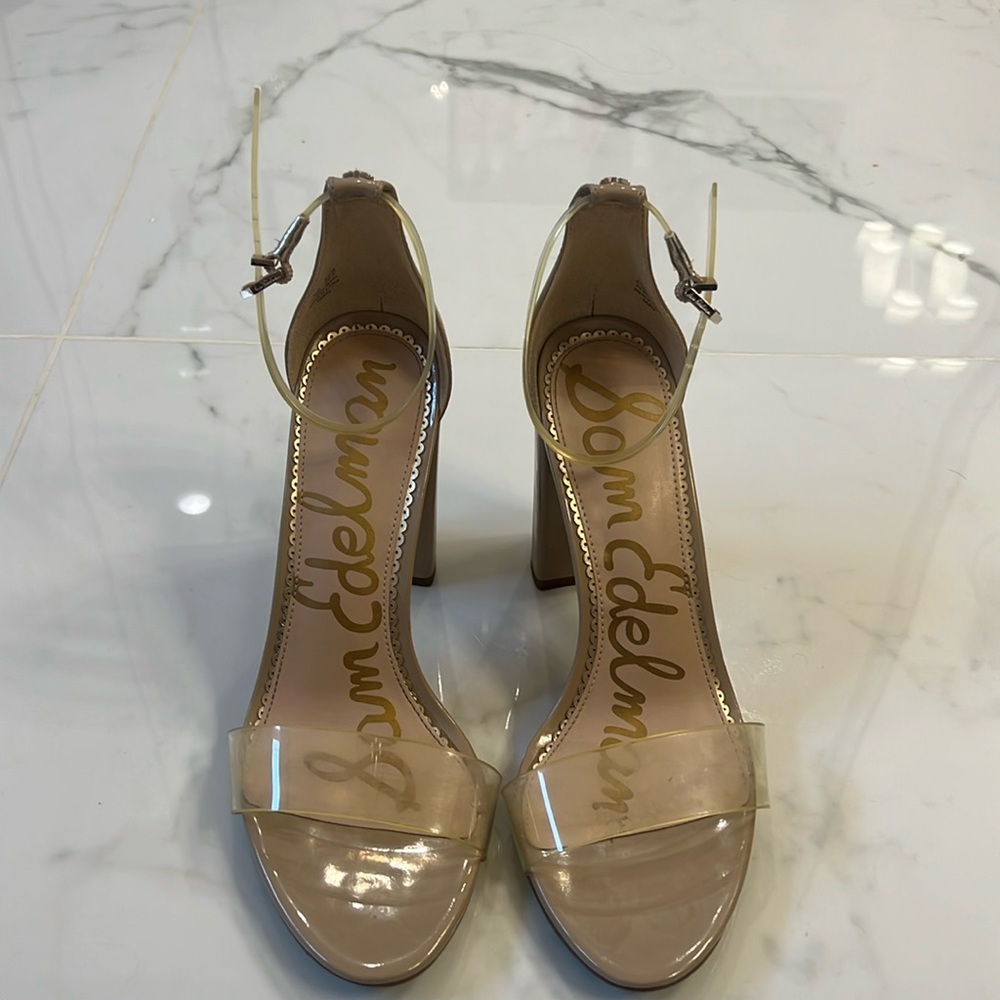 Sam Edelman Yaro Heels in Clear & Nude Patent